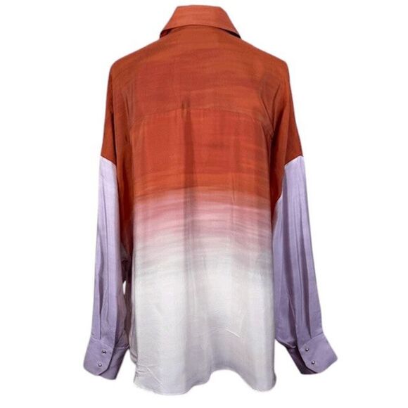 ESTEBAN CORTAZAR Oversized degradé silk crepe de chine shirt Wool tie Medium (38 - Picture 6 of 16